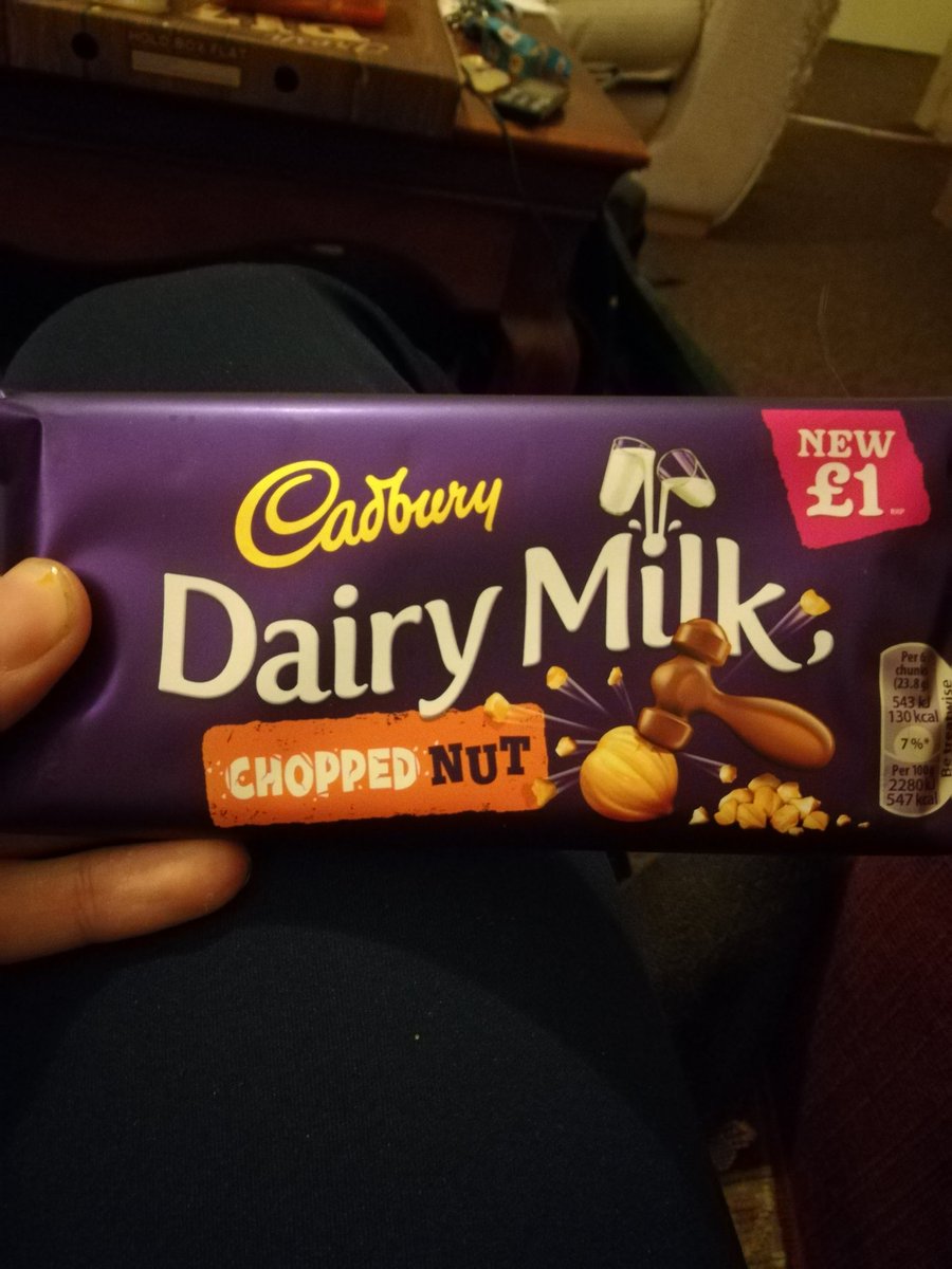 Chopped nut? No. Clearly the packaging shows a hammer, smashing, please withdraw this misleading product or rename smash nut. <a href="/CadburyUK/">Cadbury UK</a>