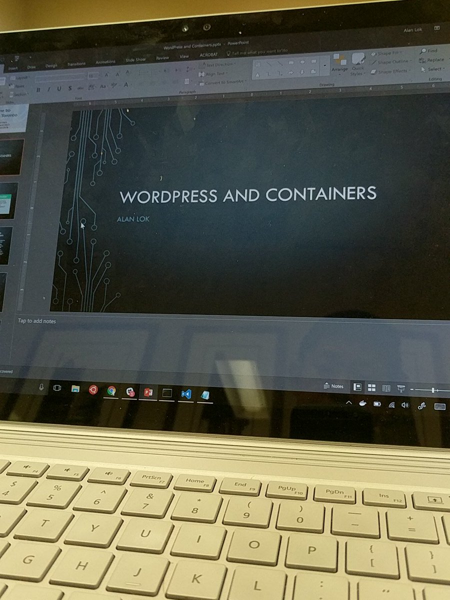 alan_lok's tweet photo. Arrived late to #wcto2017 but ready to give my talk about WordPress and Containers! @WCYYZ https://t.co/74k11BFL7e