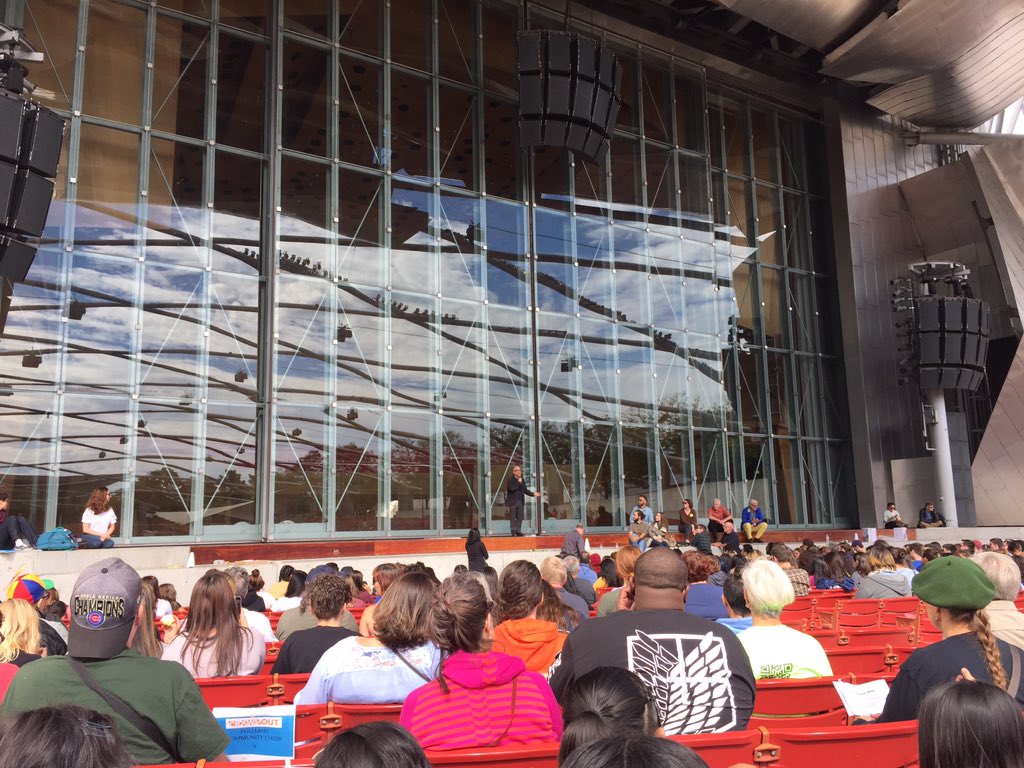 MaestraOlivia's tweet photo. Choirs are gathering from 50 wards to sing together @CrowdOutChi  --this kind of event puts the #unity in #community https://t.co/p5JbaE4hKI