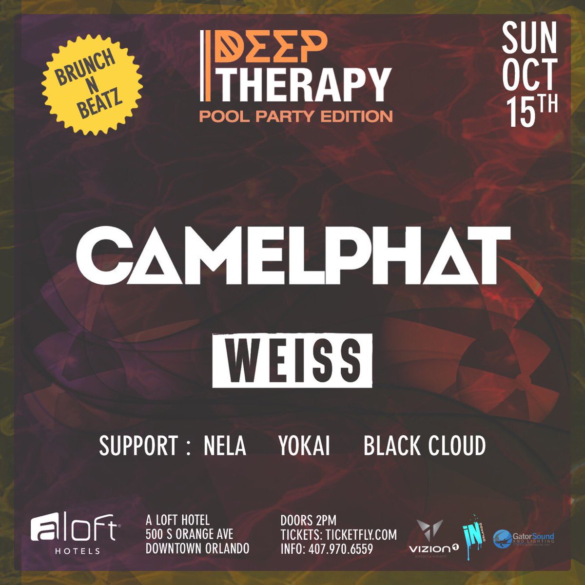 D33PTH3RAPY's tweet photo. Lee Foss next Friday Oct 6th @ElixirOrlando 10pm
@CamelPhat &amp; @Weiss_UK Sunday October 15th @aloftorlandodt 2pm
#DeepTherapy #DeepHouse https://t.co/IMszGBtvjm