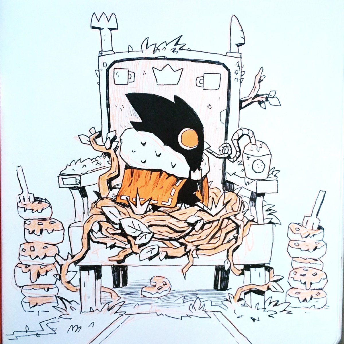 1st day of #inktober!  We begin with the Crow Prince, who sat atop a throne but longed to be useful to his kingdom...