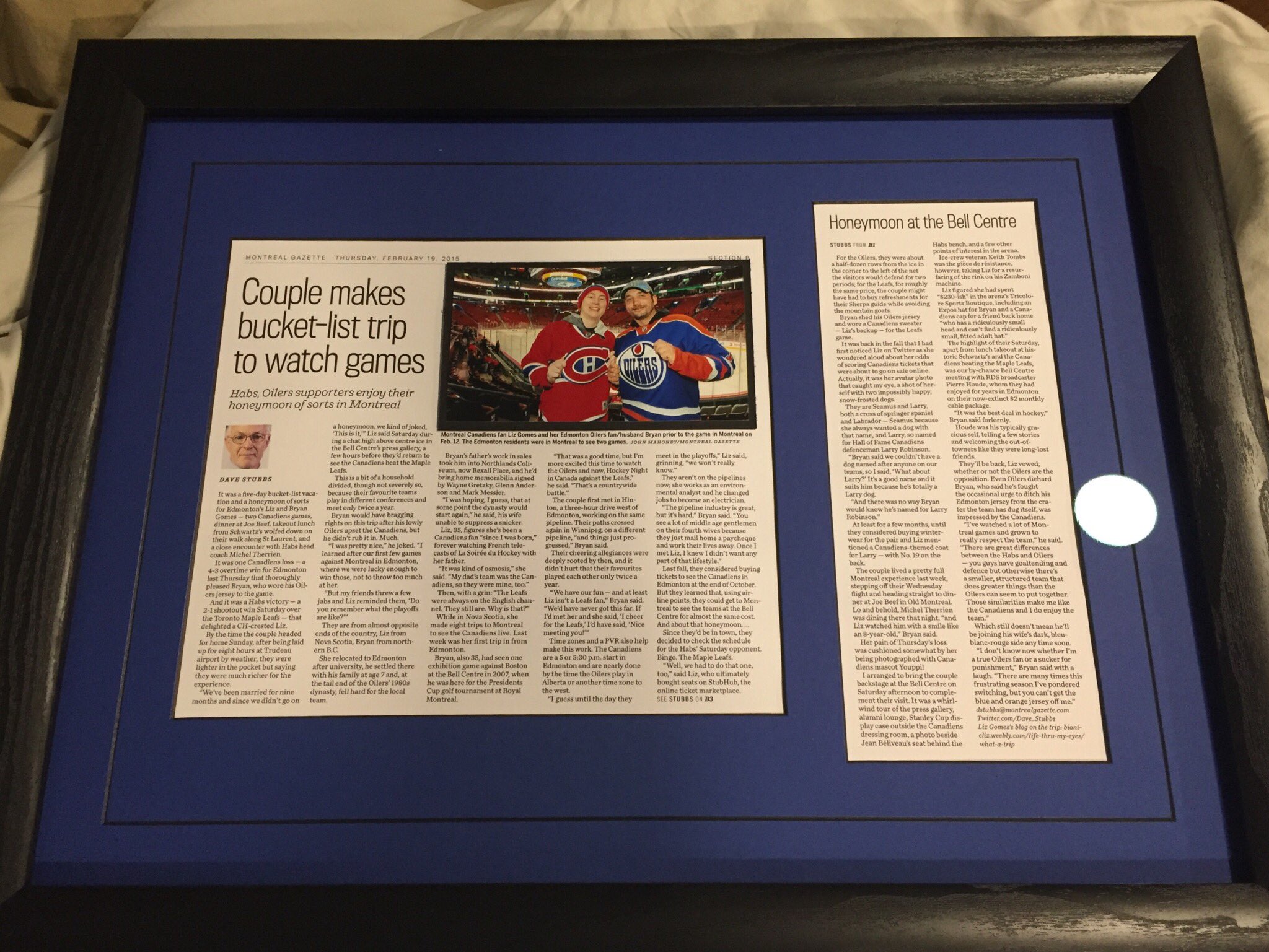 First piece for the hockey cave. Happy birthday my love  Thanks again & 