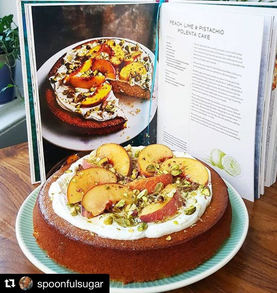 Perfection courtesy of my friend <a href="/spoonfulsugar/">'ppnЧ</a> #Repost Peach, lime, pistachio polenta cake from <a href="/SabrinaGhayour/">Sabrina Ghayour-Lynn</a>'s… ift.tt/2keOd4c