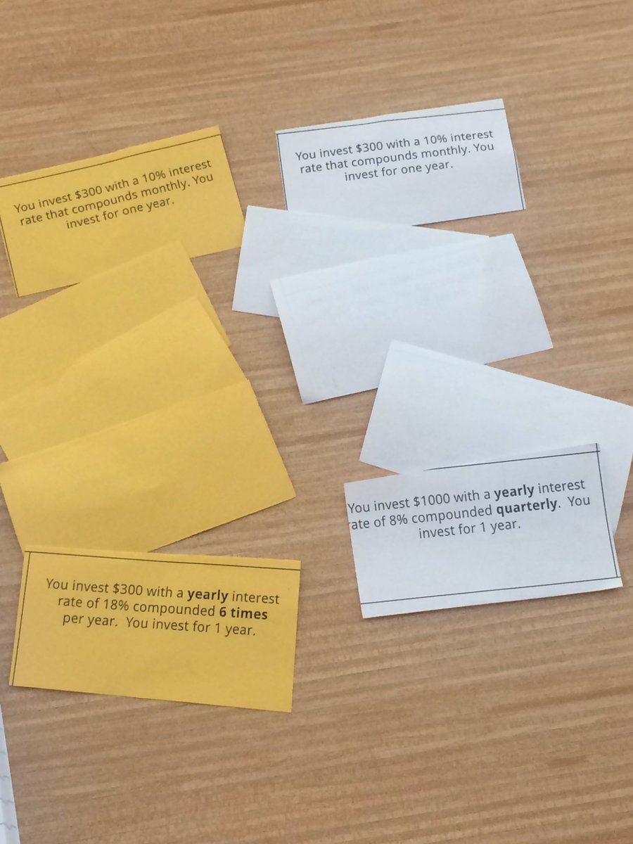 MsTemes's tweet photo. Compounded interest war cards-- which investment wins? Triggered great discussion about whether to actually calculate in each scenario https://t.co/8Uwkz2UwVI