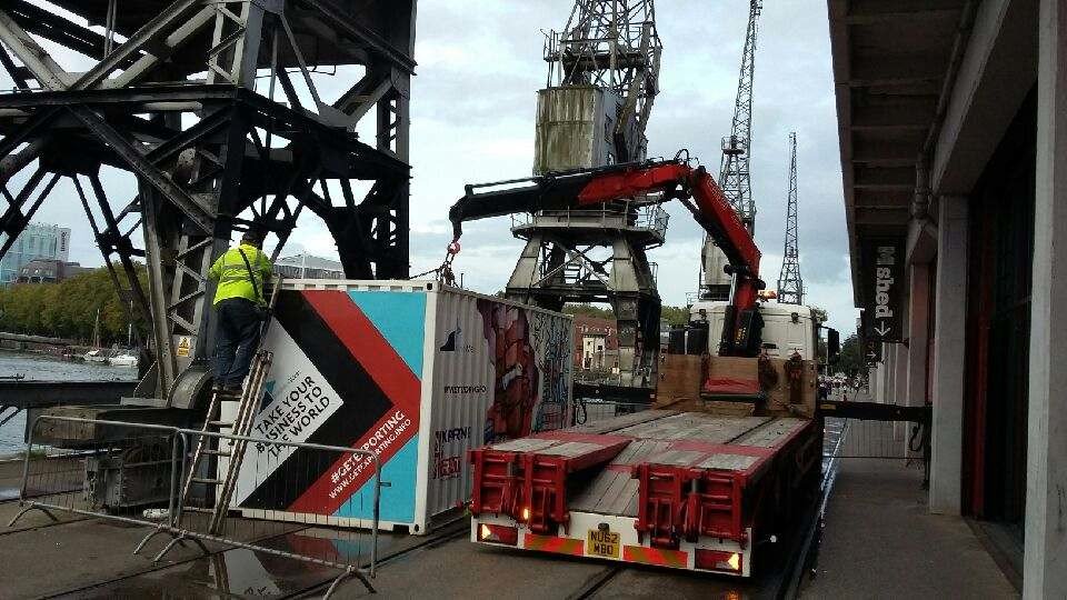 bw_businesswest's tweet photo. That's a wrap! #DocksHeritageWkend closed and #GetExporting container on the move. Take your business to the world! https://t.co/WMYKInt72E https://t.co/wOh41YyN1M