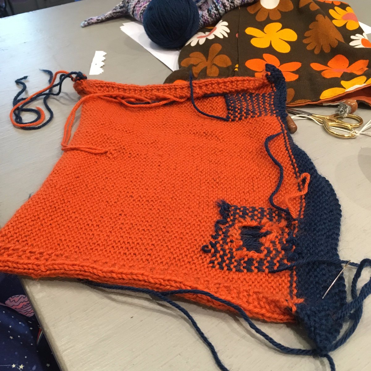 scrapiana's tweet photo. @knittingmand @ayarnlover Oh, you are a sweetheart! But have to say the novice darners did very well this afternoon. Here was Claire's sampling. #darning #Darning101 https://t.co/TDgR4zBv12