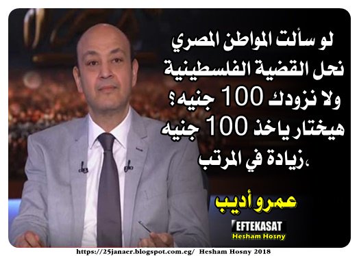 عمرو أديب : لو سألت المواطن المصري نحل القضية الفلسطينية ولا نزودك 100 جنيه؟ هيختار ياخذ 100 جنيه زيادة في المرتب،