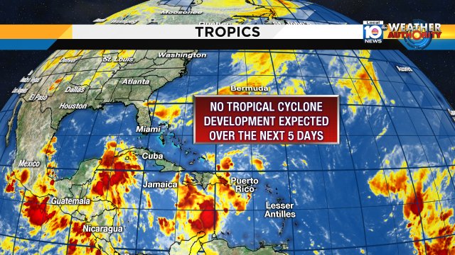TROPICS: While some weak waves will produce rain, no tropical cyclone development is forecast over the next 5 days https://t.co/uhOUBawvOV