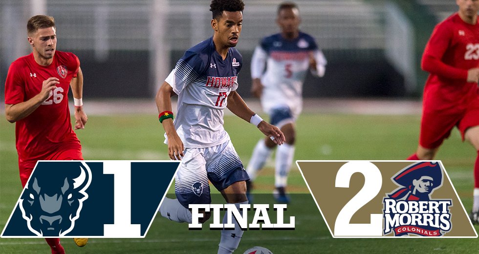 HUBisonSports's tweet photo. FINAL: Men's Soccer drops a close one at Robert Morris, 2-1. Back in action Saturday vs. @appstatesports. #BleedBlue https://t.co/n0sMcEmuJm