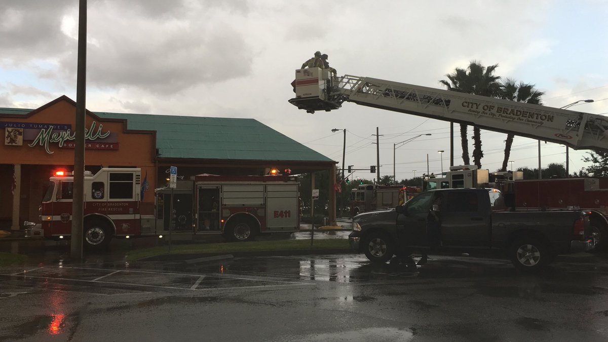 Fire inside Mexicali Border Cafe on Cortez Road. Firefighters still working it. No one hurt, says a fire official.