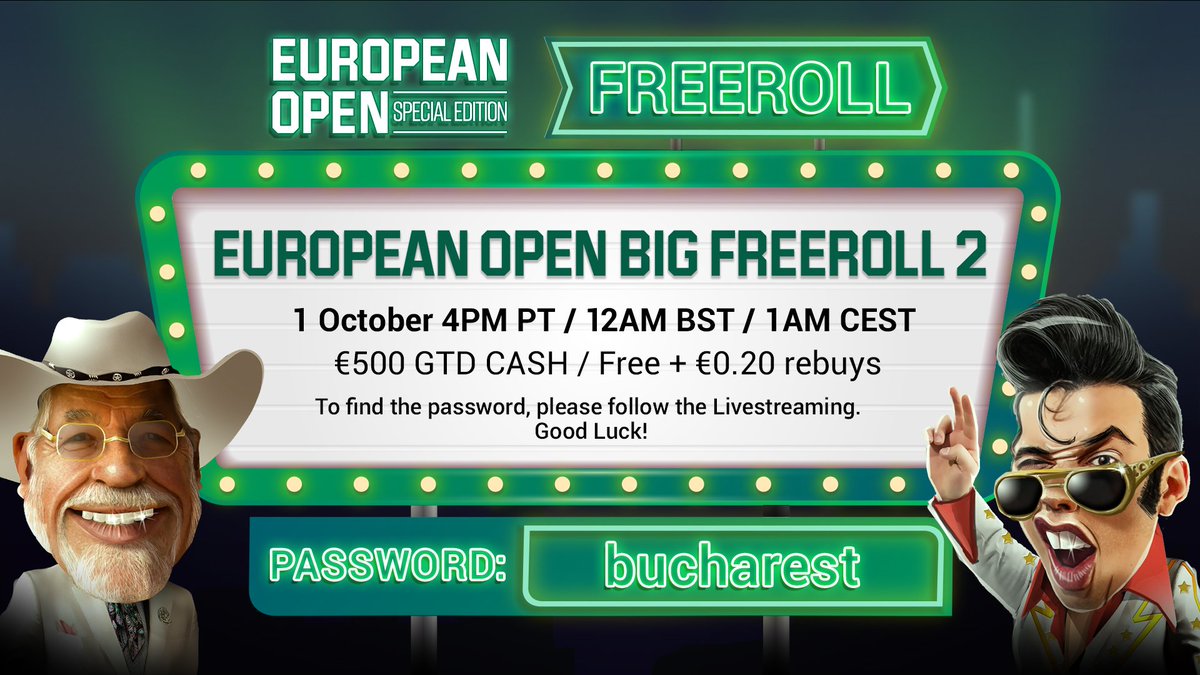 UnibetPoker's tweet photo. The €500 Big Freeroll begins in 5 minutes. ⏰
Enter the password below to enter 😎
#EuropenOpen https://t.co/p1QAwNxVle