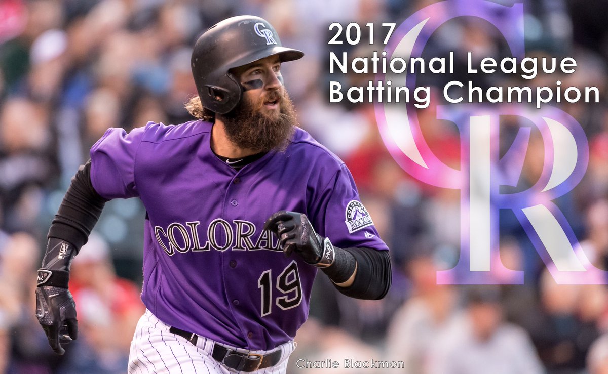 Rockies's tweet photo. BATTING CHAMPION!
 
Congratulations to Charlie Blackmon on winning the NL Batting Title! 213 hits, .331 average. Incredible. https://t.co/7Bq5VSQ4W7