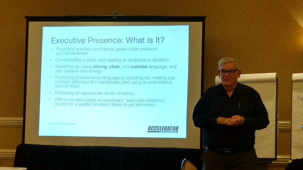 CLOmedia's tweet photo. 268 senior executives said "executive presence" counts for a quarter of what it takes to get promoted - great insights from #CLOAccelerator https://t.co/yAyG8sLIFS