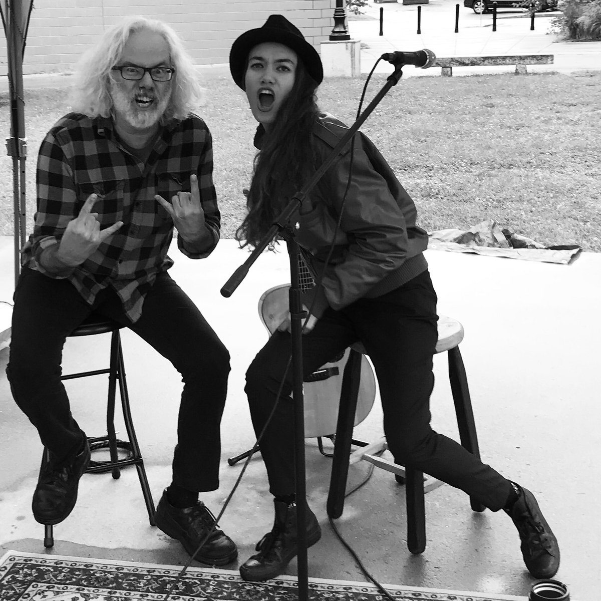 LucioEastman's tweet photo. Wearing black, looking scary, being cold. It must be #Rocktober now. Taken after playing @MonadnockFall. #musicislife #recklessduality https://t.co/DH9Ov9v411