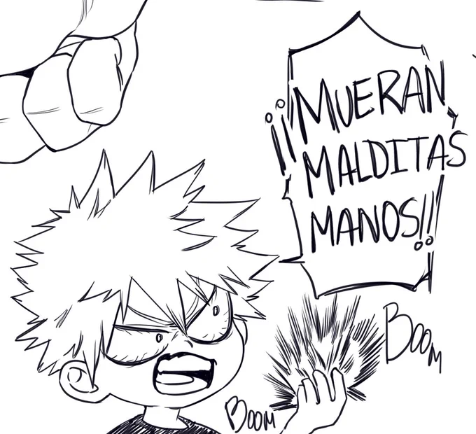 En fb me preguntaron si podía hacer un "tutorial" de cómo dibujar manos y no hallé mejor cosa que dibujar a Bakugou insultando ? 