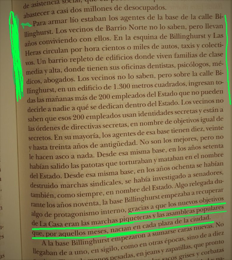 SuperGrok027's tweet photo. Cuenta @eltatoyoung #CodigoStiuso pag 257 y 258 "Para armar lío estaban los agentes de la base Billinghurst. Los objetivos eran las marchas" https://t.co/IMlJbxzD0y