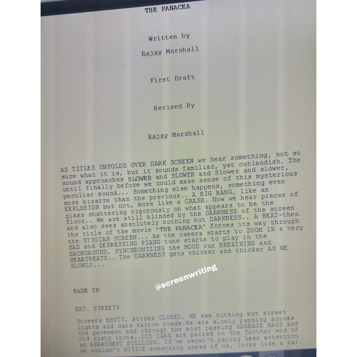 Rajaymarshall2's tweet photo. #firstdraft #ThePanacea https://t.co/iwNc5Czf9C