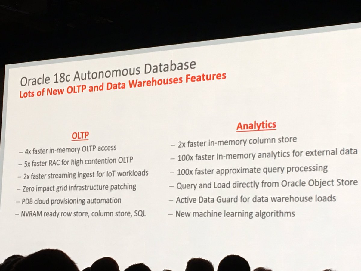 RichNiemiec's tweet image. No #HumanLabor and no #HumanError in Oracle18c Autonomous Database &amp;amp; Oracle guarantees the bill will be half the cost of #amazon #redshift