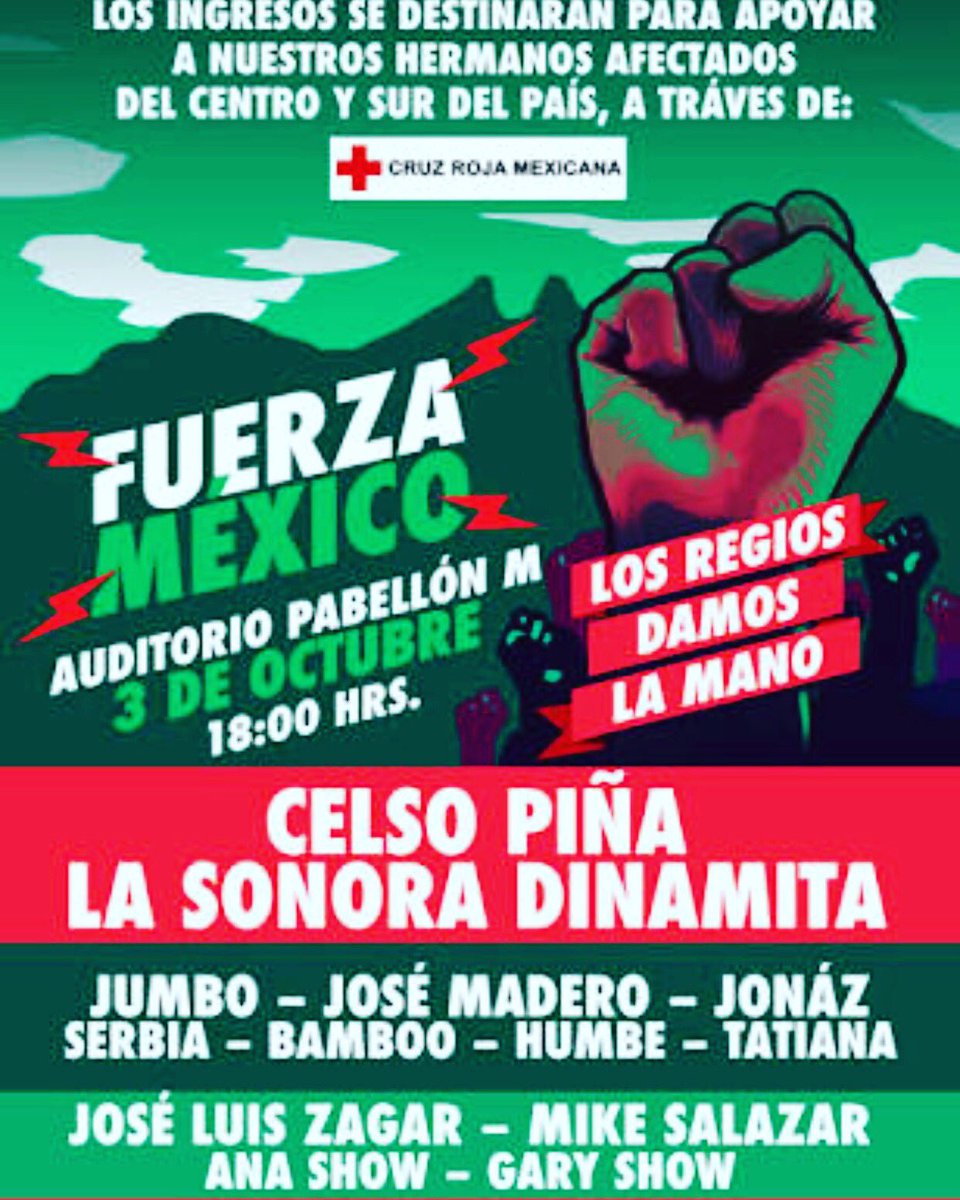 UnimusikMx's tweet photo. #fuerzaméxico🇲🇽 #BambooReggae @bamboooficial PRESENTE para ayudar a los damnificados del #sismo https://t.co/lpPEGzgKyf