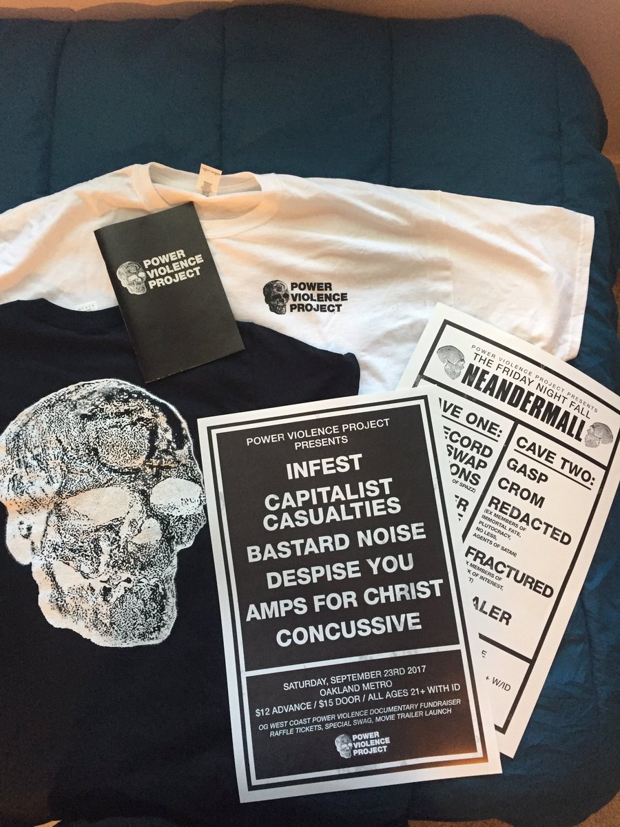 SixWeeksRecords's tweet photo. The #powerviolenceproject has some #merch left. Email them at powerviolenceproject@gmail.com for info. Free posters until they run out. https://t.co/2uPKK7I9bS