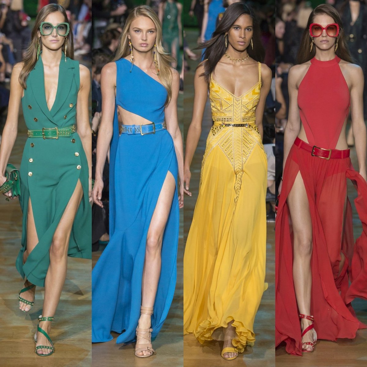 SBbespoke's tweet photo. Spectrum of many colors 💚💙💛❤ in the Spring/Summer 2018 collection from #ElieSaab ... #fashionweek #fashionrunways #runways #runwaytrends https://t.co/qCnIiVWxHR