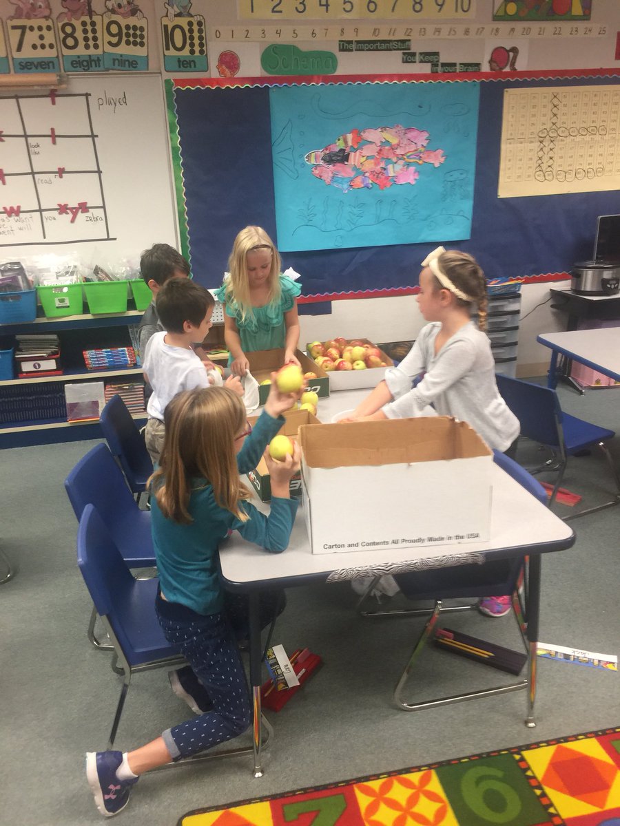 CSkjerven40's tweet photo. Making applesauce for Johnny Appleseed day! “This was my best day ever, Mr.Skjerven!” Those comments are why we teach. #trfprowlers https://t.co/2j0joH7Ufe