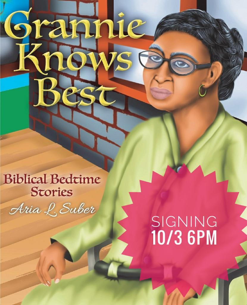 Don't miss #alaskanauthor Aria Suber, here Tues 10/3 @ 6pm to sign GRANNIE KNOWS BEST: BIBLICAL BEDTIME STORIES! #AlaskaBookWeek