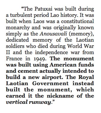 Pentagon "Here, take this concrete and build runways for our B-52 bombers to wipe out Vietnam."King Savang Vatthana "I have a better idea."