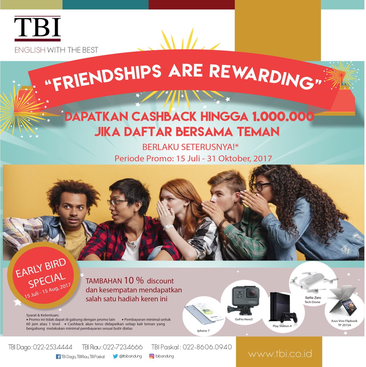 #BacktoCampus promo: register with friends &amp; get cashback up to 1 million rupiah + lucky dip! Info 2534444| 7234666| 86060940. #backtoschool