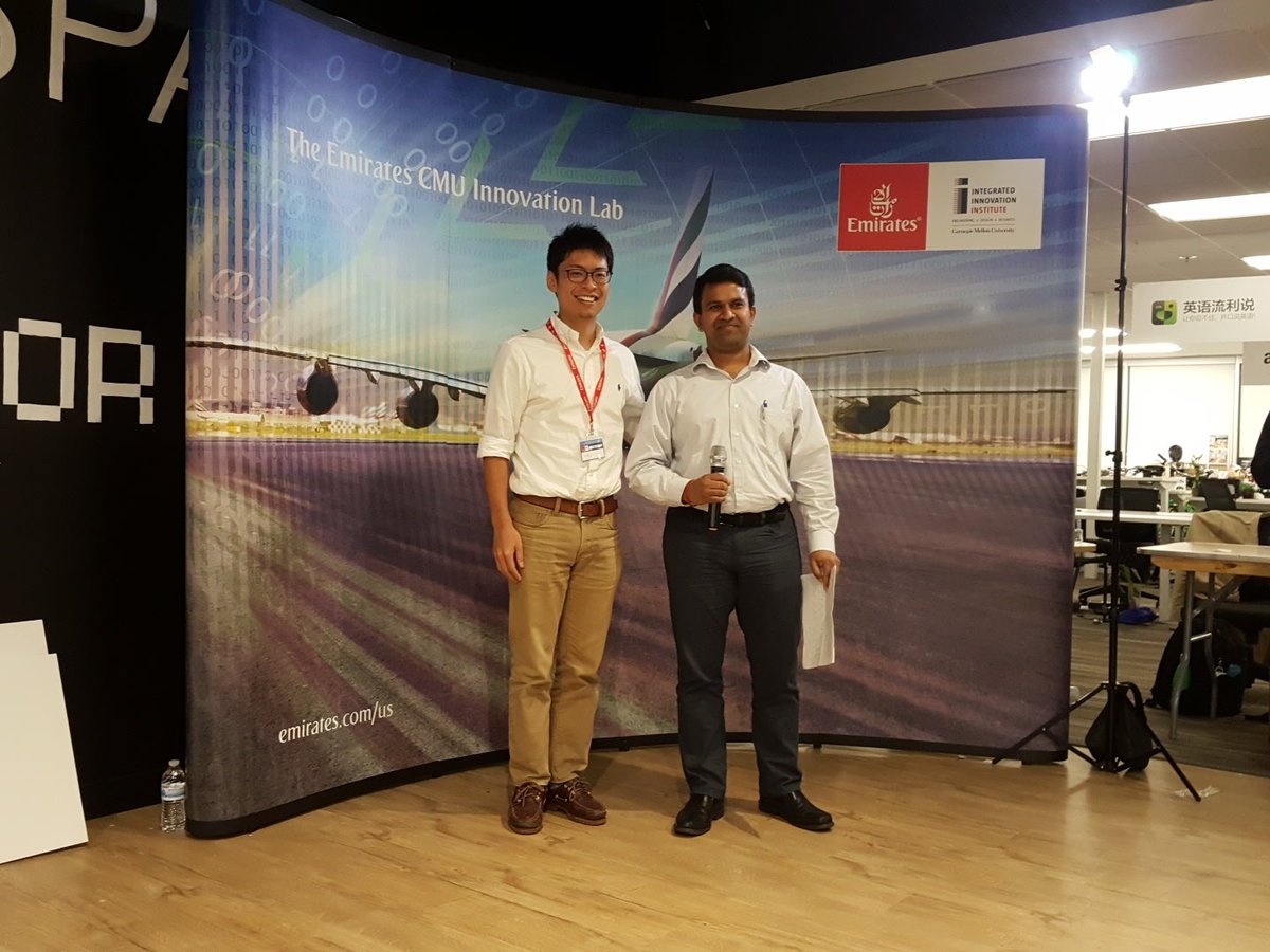 TravelHackathon's tweet photo. JetBlue gives NTTYasu return ticket #emiratestravelhackathon #emiratescmuhack https://t.co/ffV1f2xW2I