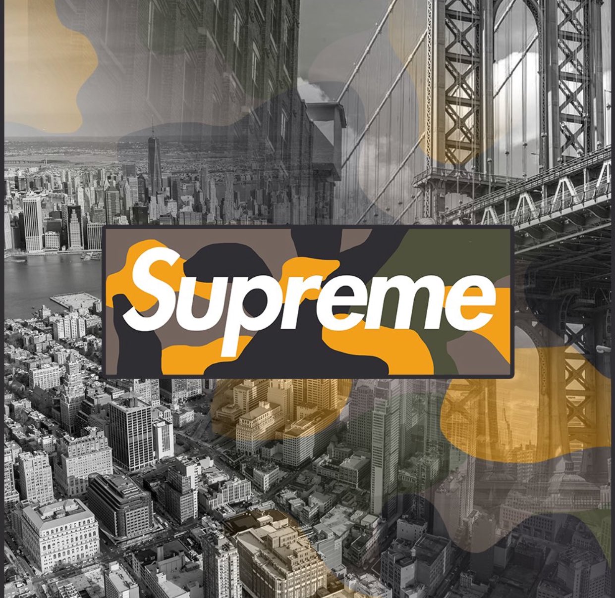 Supreme Brooklyn Opening Yellow Camo Box Logo