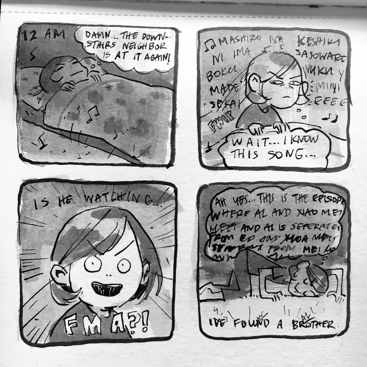 moved into a new place last week, my new downstairs neighbor gets rowdy sometimes #inktober