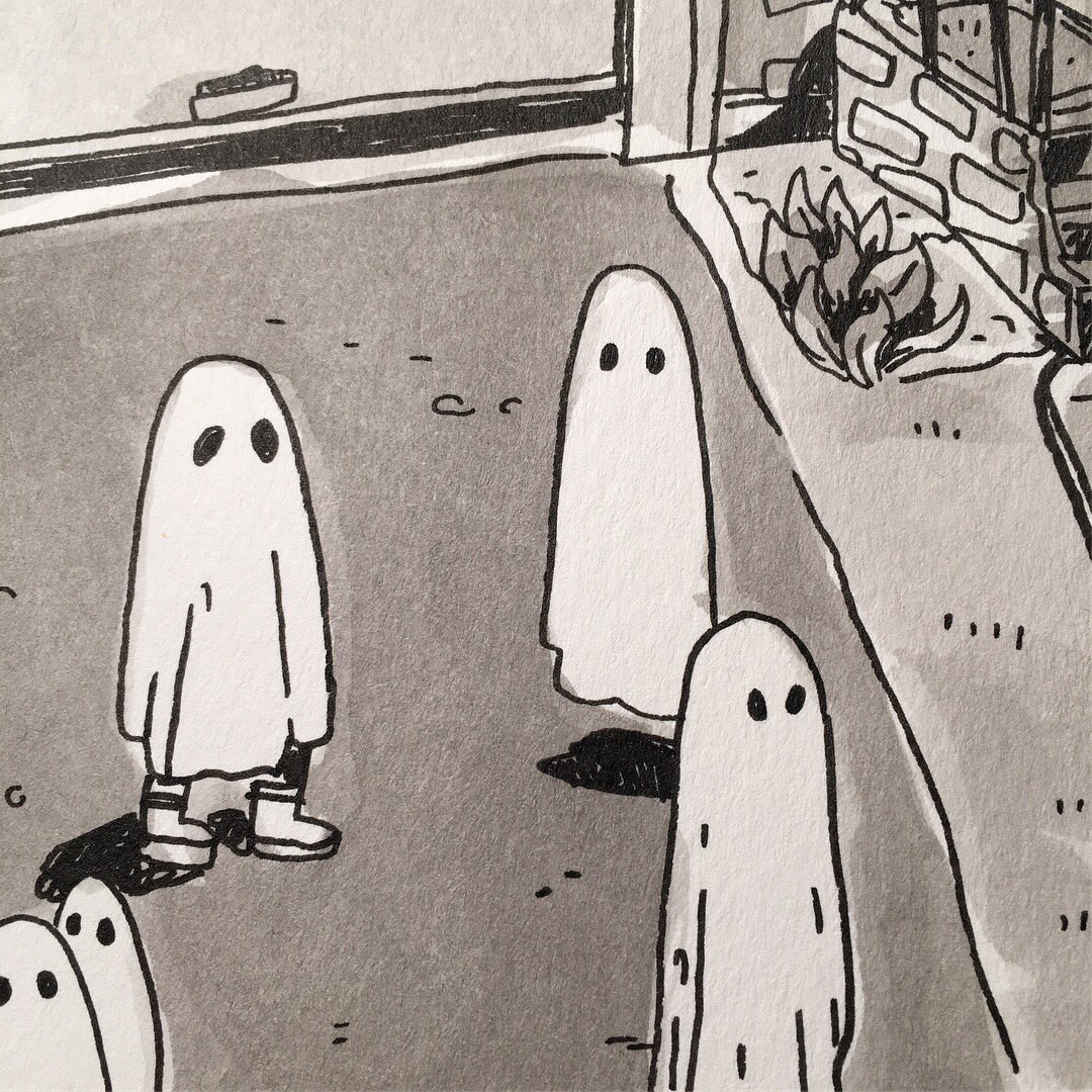 #Inktober day one includes several fake ghosts and one real one 