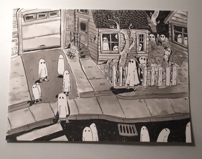 #Inktober day one includes several fake ghosts and one real one 