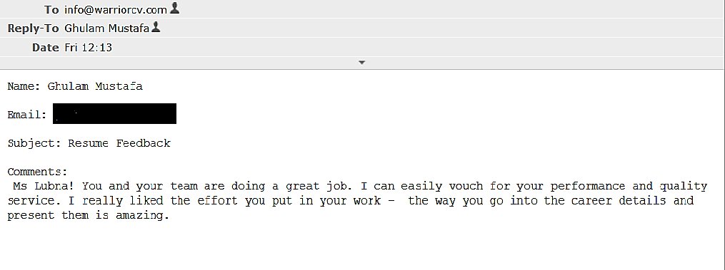warrior_cv's tweet photo. Thank you so much for such a wonderful feedback,#engineer Mustafa! https://t.co/9KOUV6Ydaq
#WarriorCV #CVforJob #ThankYou #Engineering https://t.co/cXnWq0qQxF