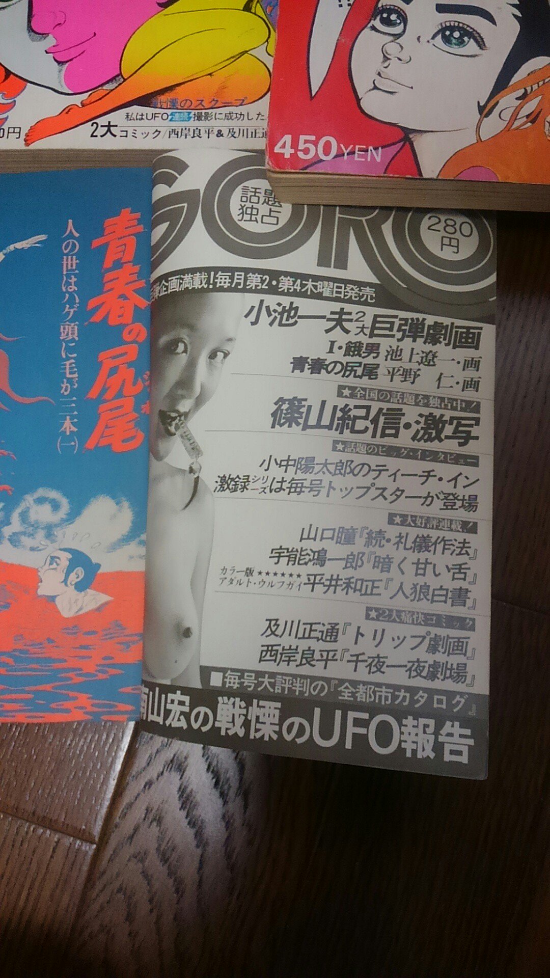 日下三蔵 別冊goro の 青春の尻尾 総集編の内容説明に平井和正 人狼白書 掲載とあった 確かにウルフガイのこの長篇は Goro 連載だったけど別冊に再録 されていたとは初耳だ 半信半疑で念のために買ってみたが なんと表２の本誌の広告を
