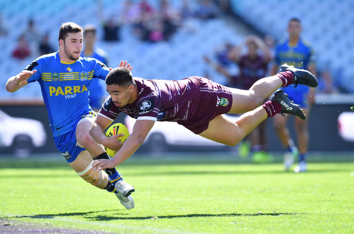 SeaEagles's tweet image. Just on 24 hours ago, Keith Titmuss flew over Parramatta for a magnificent try at @ANZStadium 
#HoldenCup Premiers #WeAreManly