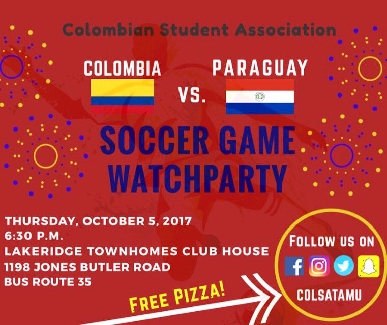Colsatamu's tweet photo. Ven y apoya a nuestra selección el Jueves 5 de Octubre en las #EliminatoriasRusia2018 ! Tendremos pizza para todos! 🍕👍🏻Te esperamos 🇨🇴 https://t.co/HtUhV1QGAo