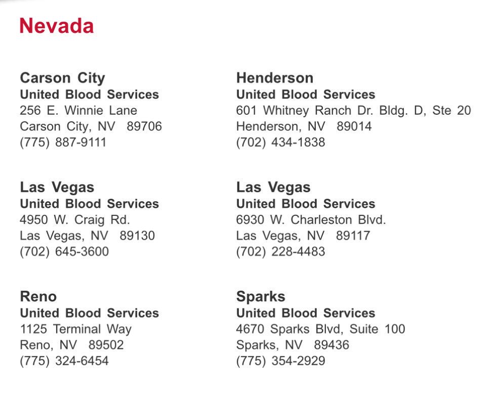CDReed's tweet photo. Vegas friends: Here are all the United Blood donation sites opening at 7a.m. #vegasstrong https://t.co/HVDckvhR5d
