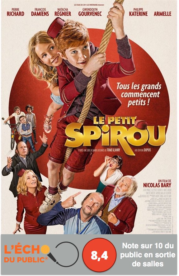 Excellent accueil du public pour #LePetitSpirou avec une note sortie de salles de 8,4 sur 10 cc <a href="/EditionsDupuis/">Éditions Dupuis</a> @fclerc90 @cgr_cinemas