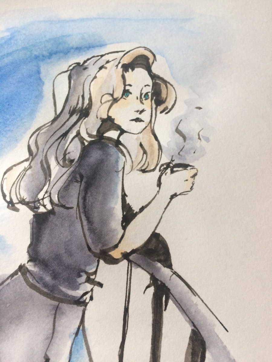 Rushire_rt's tweet image. #ink #pilotparallel #watercolor #morningcoffee Lilith from @lilith_word (an interesting webcomic!)