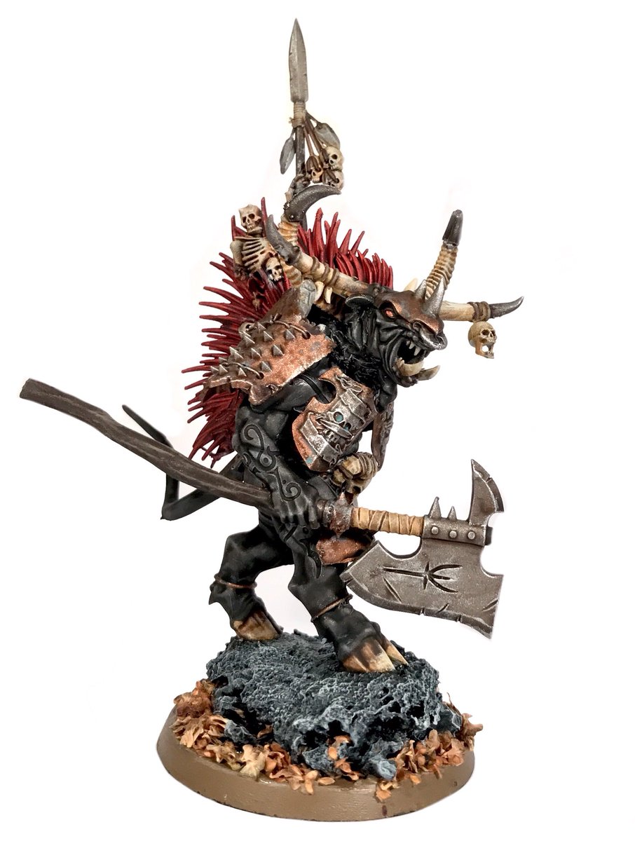 groje's tweet photo. My Doom Bull is ready to lead the Warherd 🐮🐮🐮 #AgeOfSigmar #warmongers #miniaturemonday #warherds #PaintingWarhammer https://t.co/85v2zn3FXl
