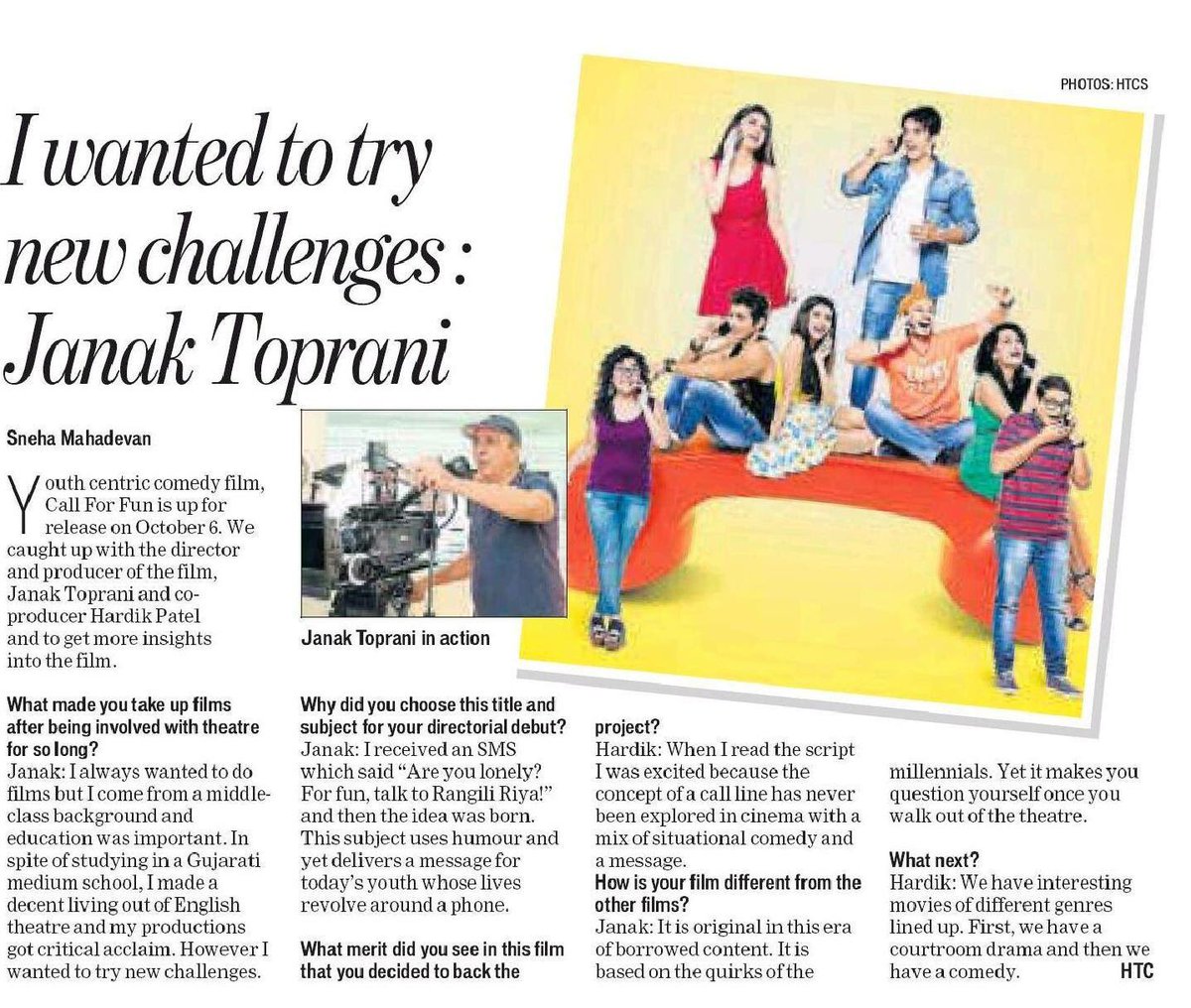 CallForFunFilm's tweet photo. A chit chat with the Director @janaktoprani of #CallForFun which you would not want to miss reading! Releasing on 6th October📞 https://t.co/X1mcfcBPDq