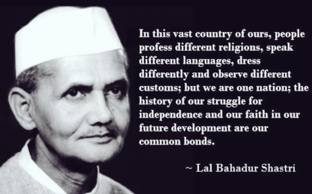 LexArtisLaw's tweet photo. Remembering Shri Lal Bahadur Shashtri on his birth anniversary.
#LalBahadurShastri #UnityinDiversity #JaiJawanJaiKisan https://t.co/F8MlOjPr0U