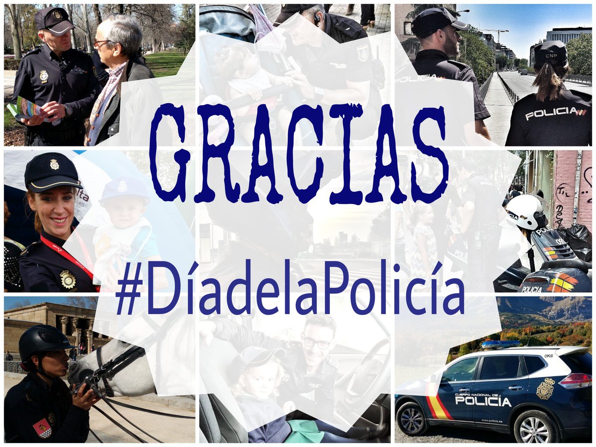 policia's tweet image. Miles de agentes velan cada día por nuestra seguridad, por la legalidad, por nuestra Democracia. GRACIAS, compañeros.
Feliz #DíadelaPolicía