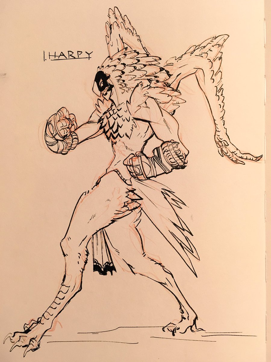 #INKTOBER17 day 1 : pugilist harpy for the monster gal tournament 