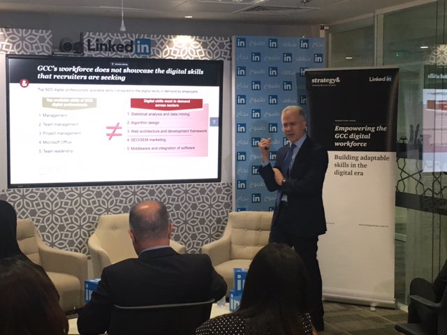 strategyandME's tweet photo. Live: @SamerBohsali on stage at #GCCDigitalJobs event. https://t.co/IWrSPOy5kp