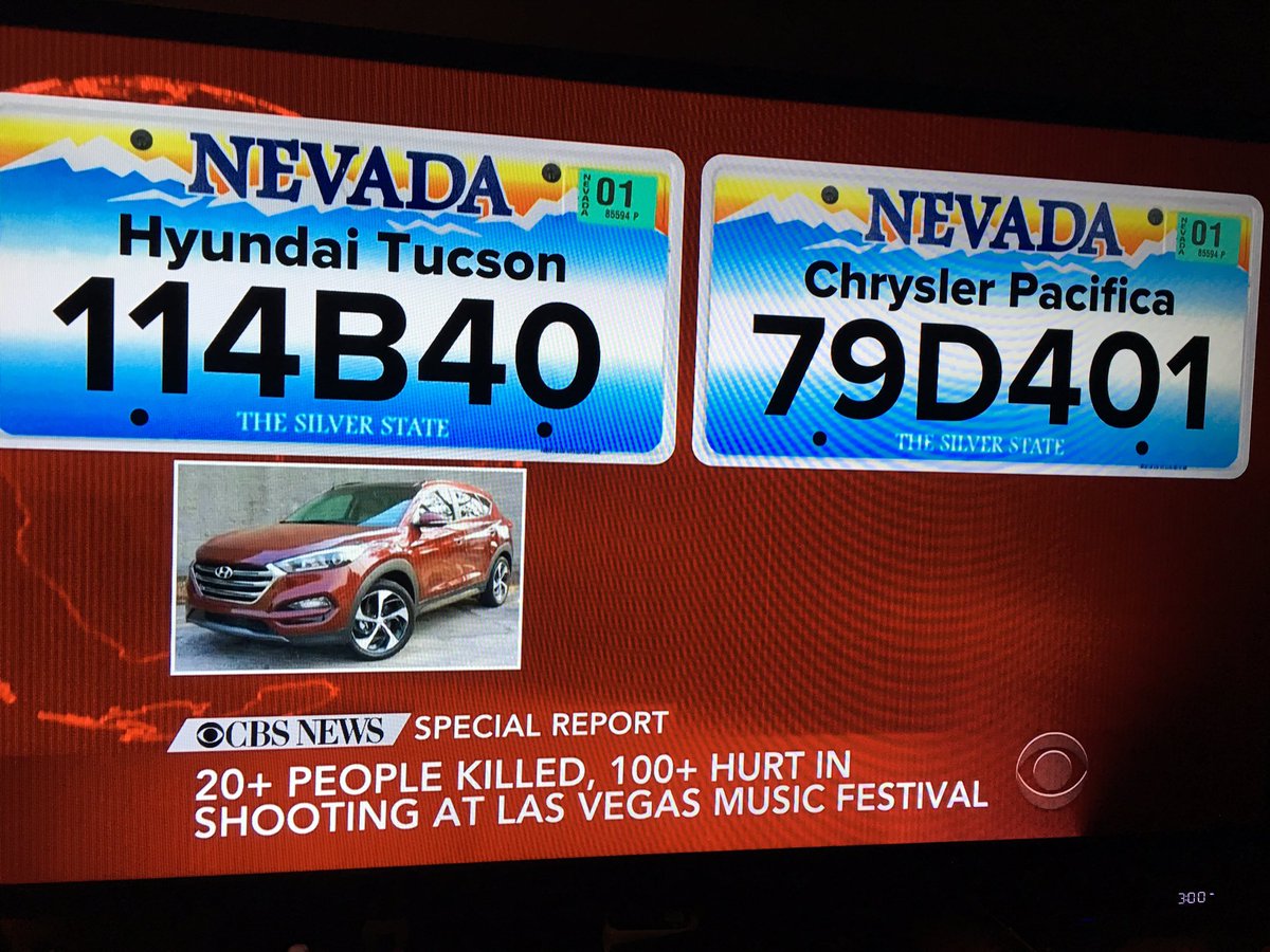 TheRealTBOZ's tweet photo. Looking For #LasVegas Suspects If ANYONE SEES HER CALL 9-1-1 or these cars with these license plates smh https://t.co/UMJyQrnyIo
