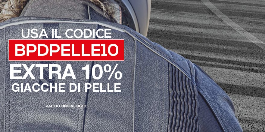 Wheelup_it's tweet photo. Fino al 08/10 EXTRA 10% giacche in pelle con il code BPDPELLE10 in shop e online
#alike #alpinestars #clover #dainese #spidi #stud75 #tucano https://t.co/GMP0nTbIHQ