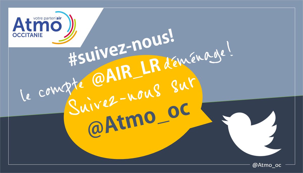 AIR_LR's tweet image. Chers abonnés, suivez-nous désormais sur @Atmo_oc bonne semaine et bonne qualité de l'air à tous !